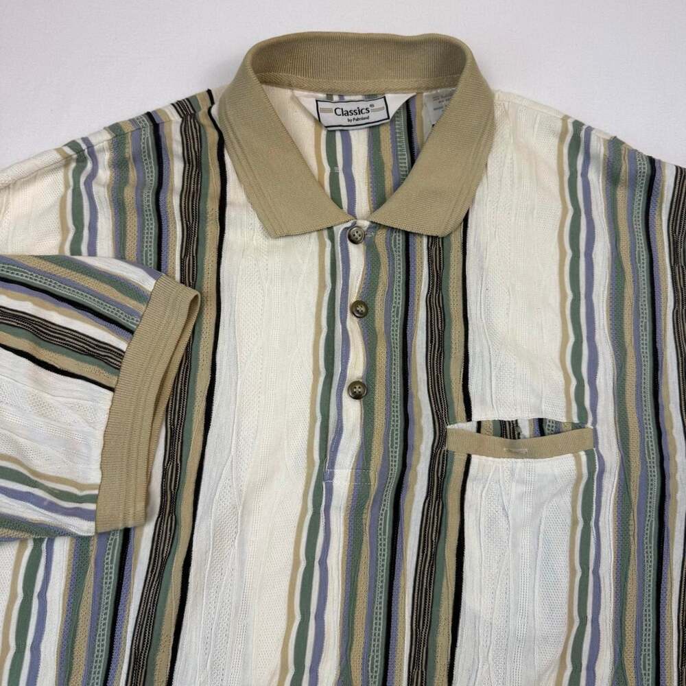 Vintage Classics by PalmLand Coogi Style Striped Knit Polo Shirt XL